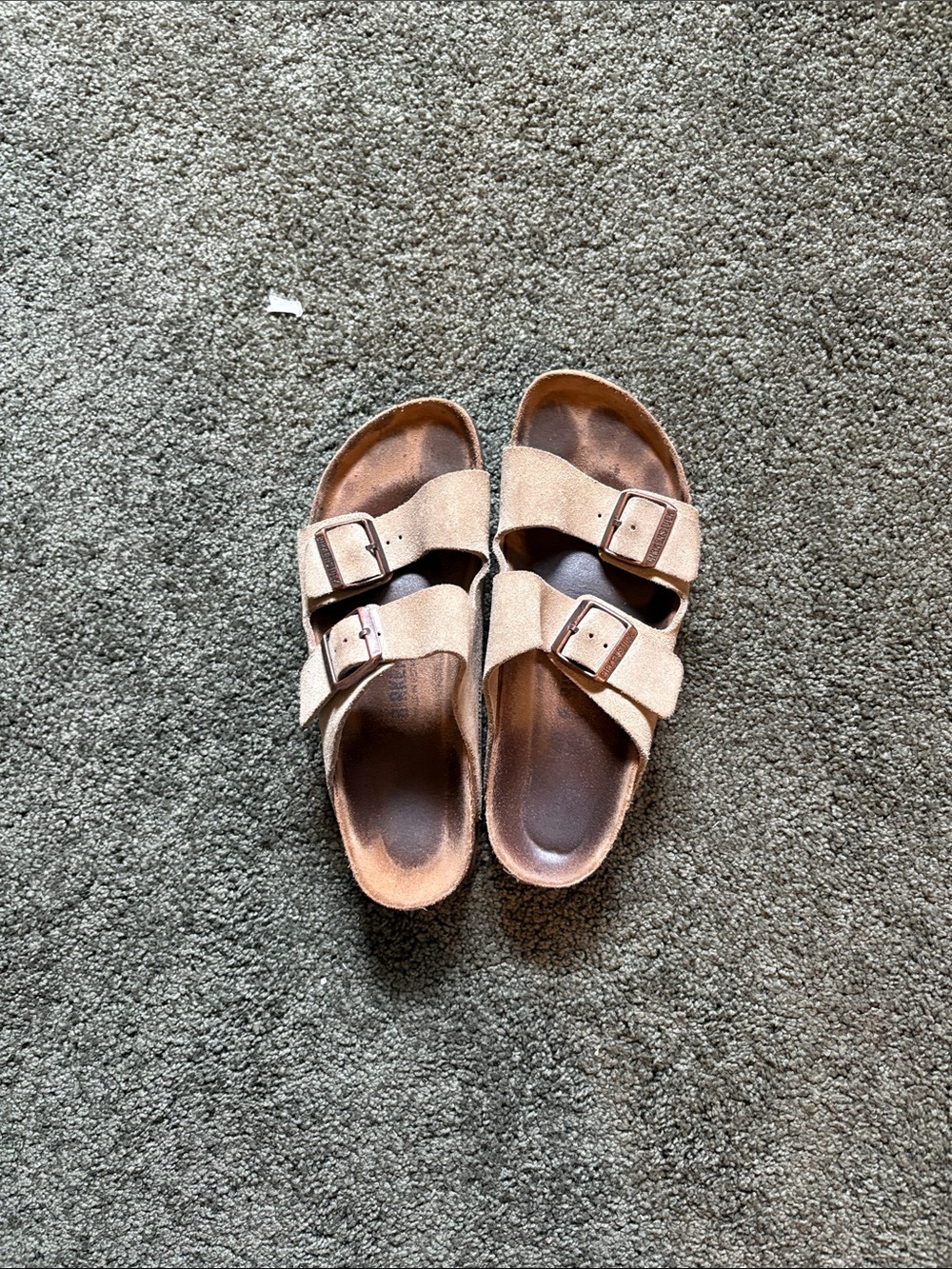 Birkenstock Womens Suede Double-Buckle Sandals in Light Brown